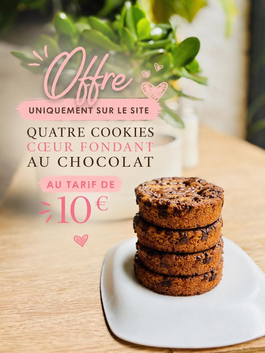 Lot de 4 cookies cœur ❤️ fondant
